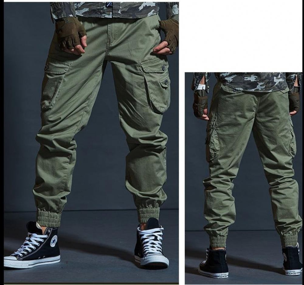 Miesten Housut Cargo Military Style Elastisuushousut