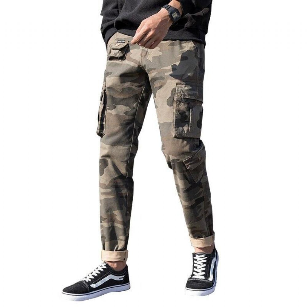 Miesten Housut Suunnittelija Cotton Camo Cargo Pants