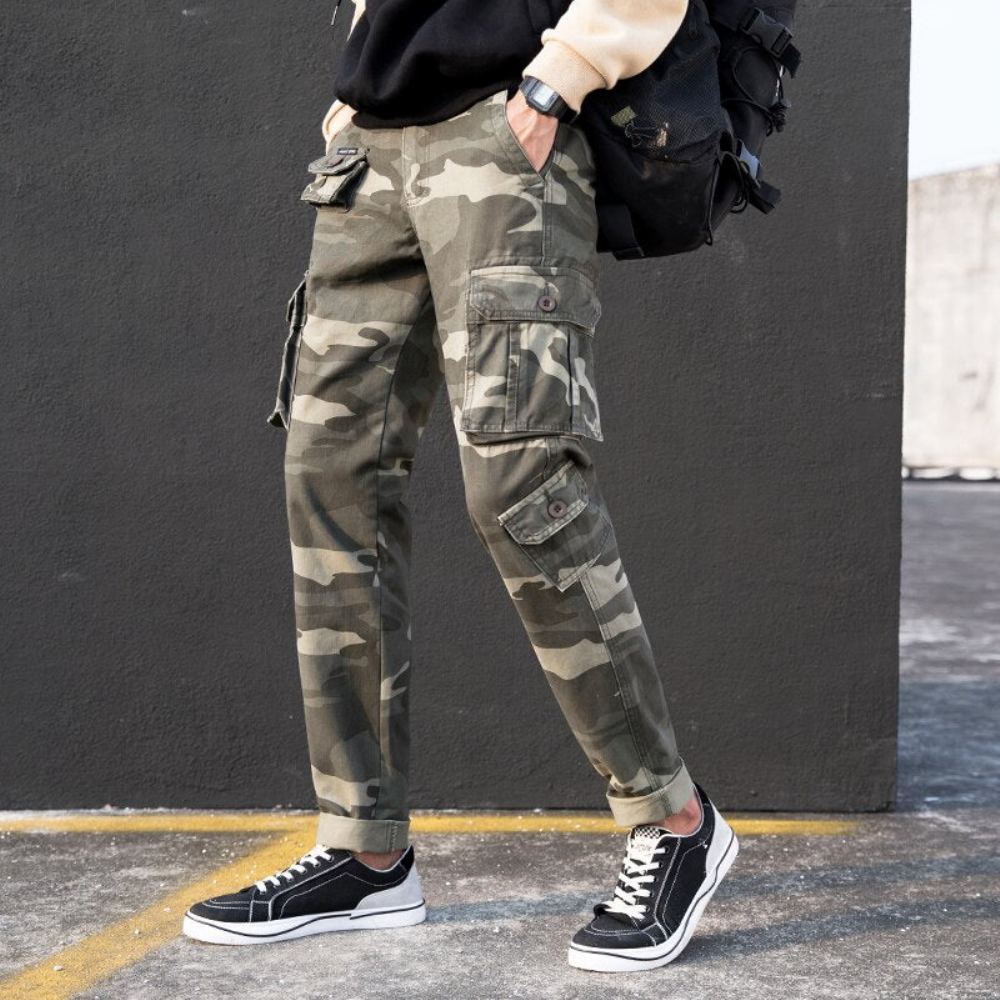 Miesten Housut Suunnittelija Cotton Camo Cargo Pants