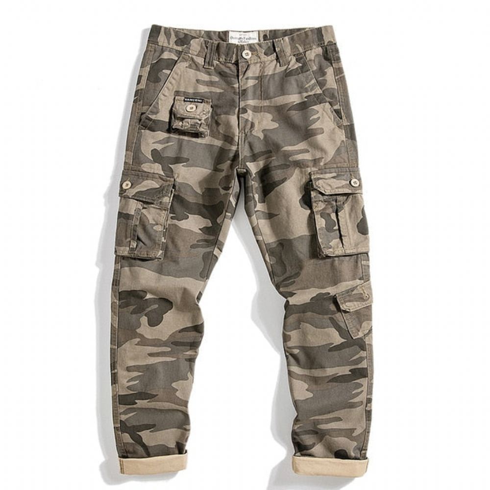 Miesten Housut Suunnittelija Cotton Camo Cargo Pants