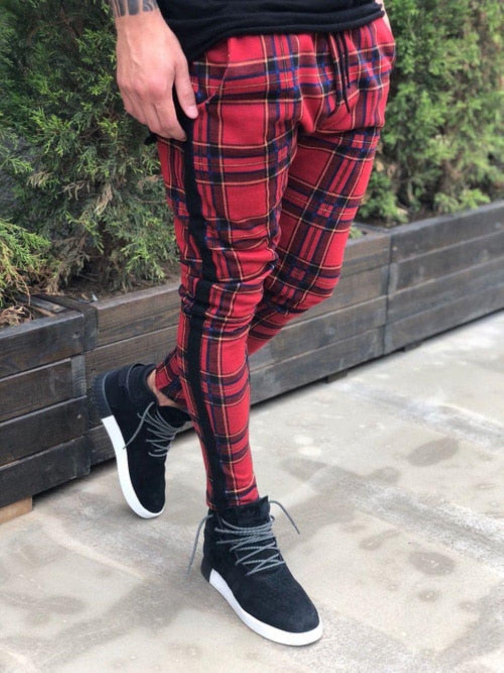 Vogue Vintage Plaid Pencil Housut