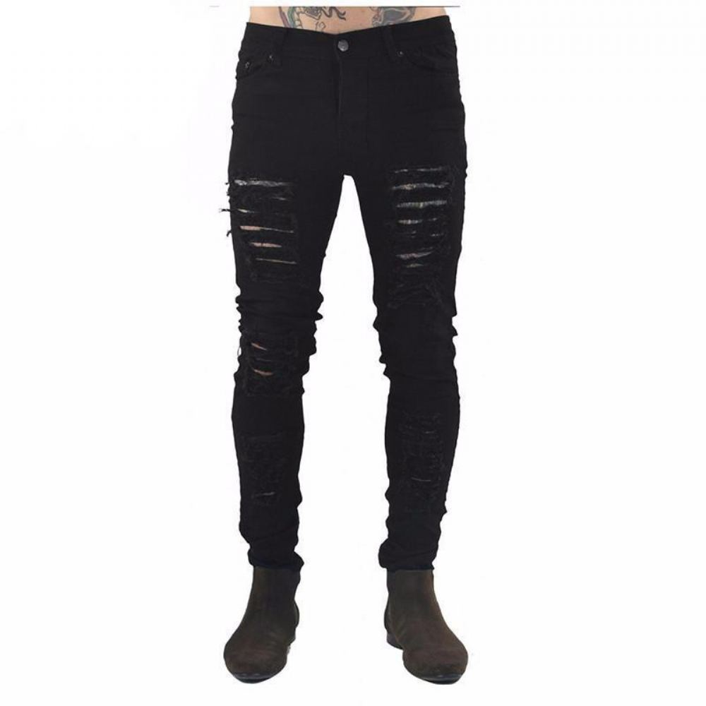 Farkut Miesten Hip Hop Swag Distressed Slim Jeans 3 Väriä