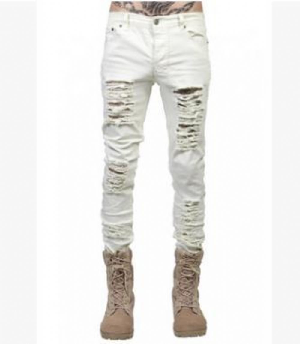 Farkut Miesten Hip Hop Swag Distressed Slim Jeans 3 Väriä