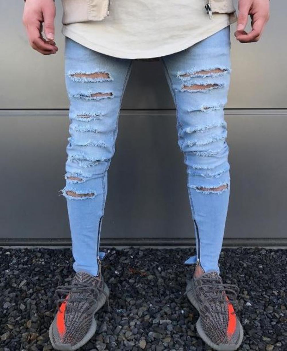 Farkut Miesten Hip Hop Swag Distressed Slim Jeans 3 Väriä