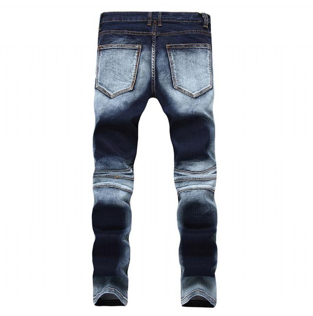 Laskostetut Stretch Denim Farkut