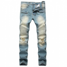 Laskostetut Stretch Denim Farkut