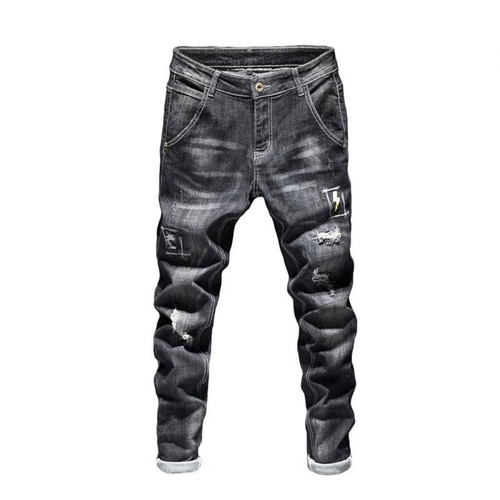 Slim Fit Distressed Streetwear Farkut