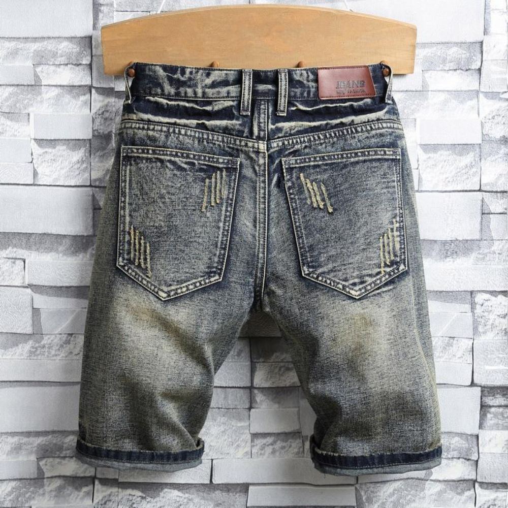 Ripped Patch Streetwear Retro Denim Shortsit